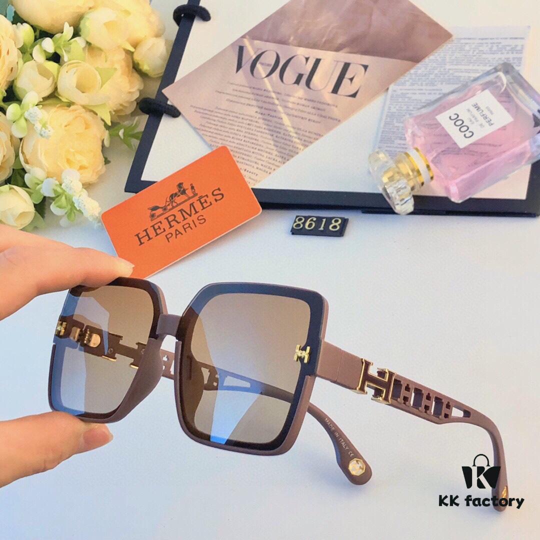 6931aec2ccd8ab3d7afa2d49 Hermes New H-Logo Square Frame Chain Detail Sunglasses for Women, Fashion Trendy Shades, High-End Instagram Influencer Style
