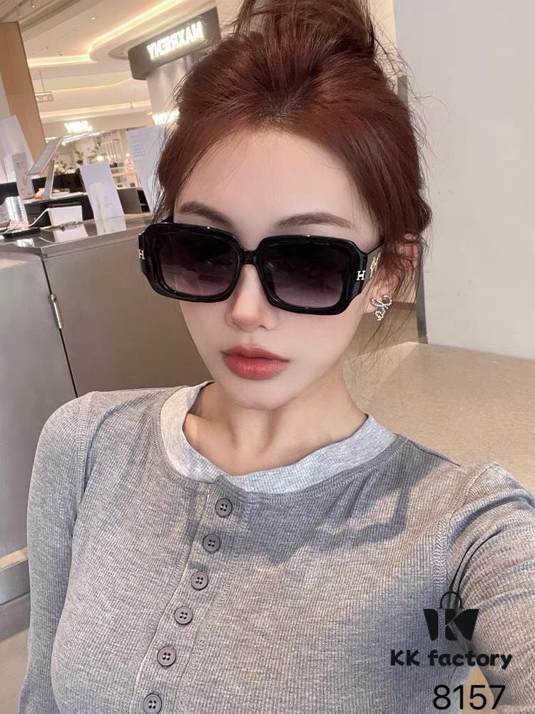 6931aec3ccd8ab3d7afa2d60 Hermes Korean-style Square Frame Minimalist Fashion Sunglasses for Women, Round Face UV Protection Driving Sunglasses