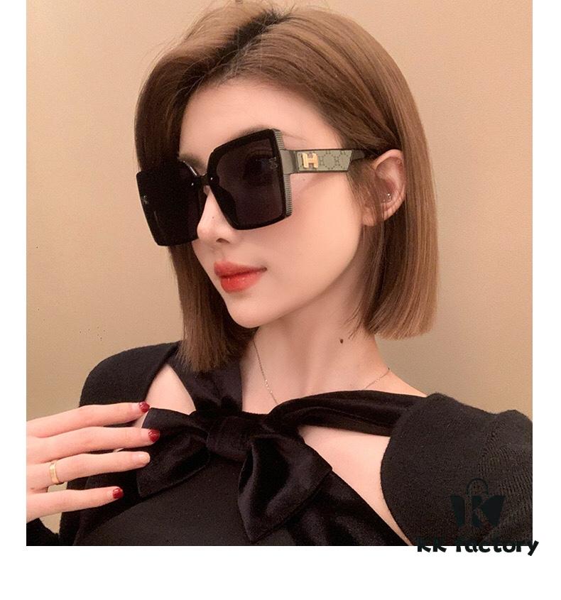 6931aecaccd8ab3d7afa2dc2 Hermes Women's Sunglasses 2024 New Arrival Square Frame Vintage Korean Style UV Protection Oversized Glasses for Long and Oval Face Slimming Effect