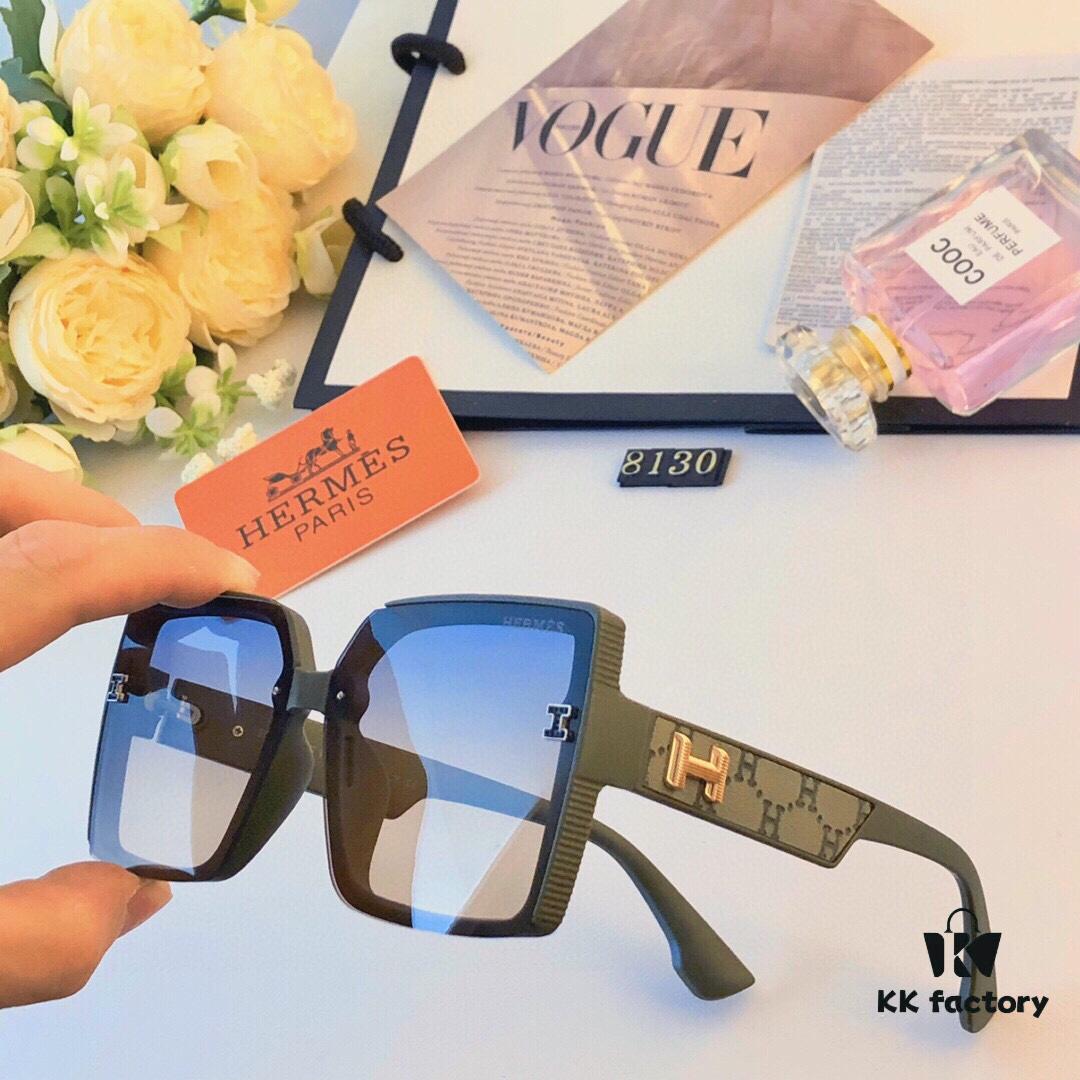 6931aecaccd8ab3d7afa2dc6 Hermes Women's Sunglasses 2024 New Arrival Square Frame Vintage Korean Style UV Protection Oversized Glasses for Long and Oval Face Slimming Effect