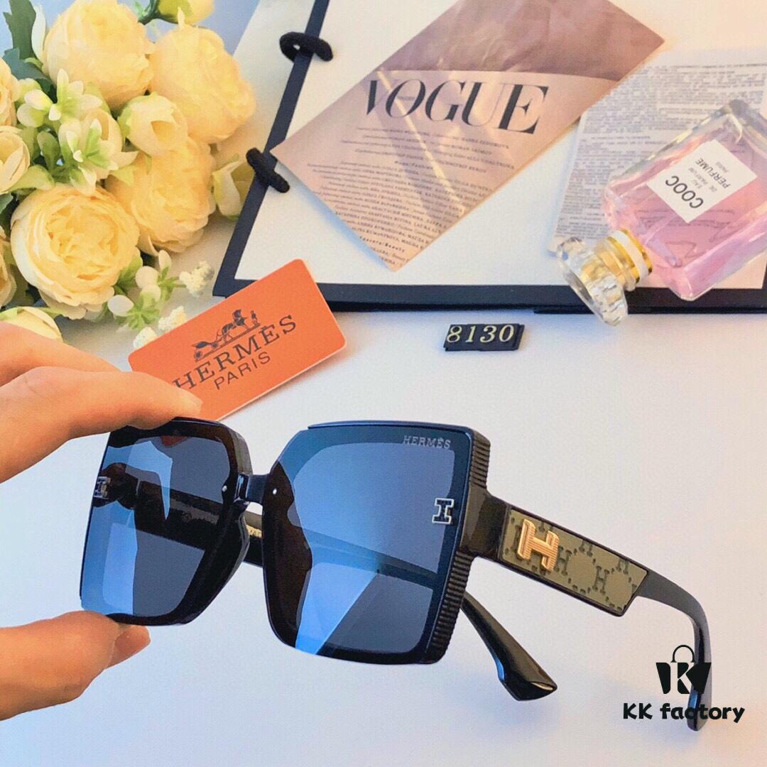6931aecaccd8ab3d7afa2dc7 Hermes Women's Sunglasses 2024 New Arrival Square Frame Vintage Korean Style UV Protection Oversized Glasses for Long and Oval Face Slimming Effect