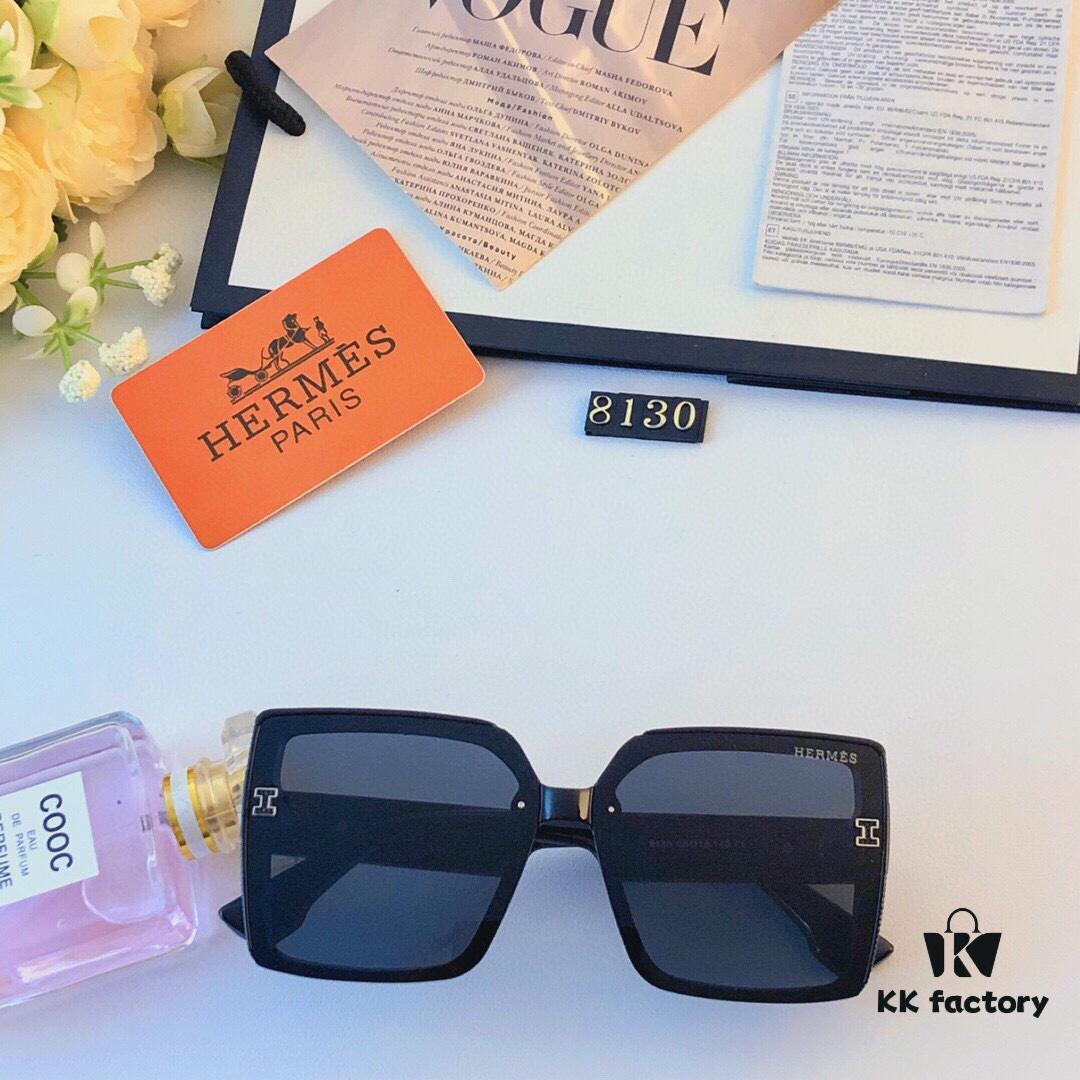 6931aecaccd8ab3d7afa2dc8 Hermes Women's Sunglasses 2024 New Arrival Square Frame Vintage Korean Style UV Protection Oversized Glasses for Long and Oval Face Slimming Effect
