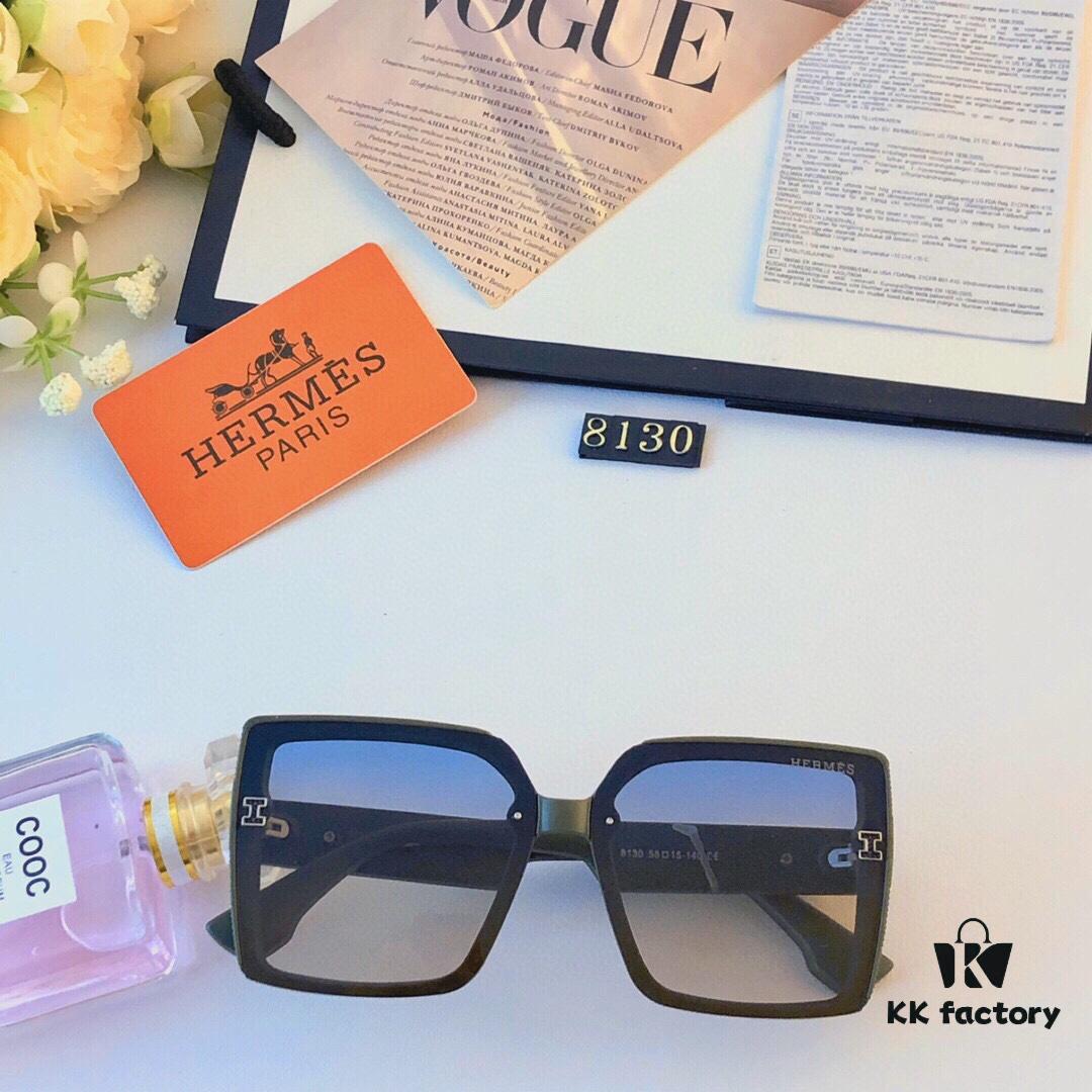 6931aecaccd8ab3d7afa2dc9 Hermes Women's Sunglasses 2024 New Arrival Square Frame Vintage Korean Style UV Protection Oversized Glasses for Long and Oval Face Slimming Effect