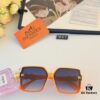 Hermes 2024 New Arrival Rectangular Orange UV-Protective Sunglasses for Women, Stylish Oversized Frame, Slimming Fashion Shades