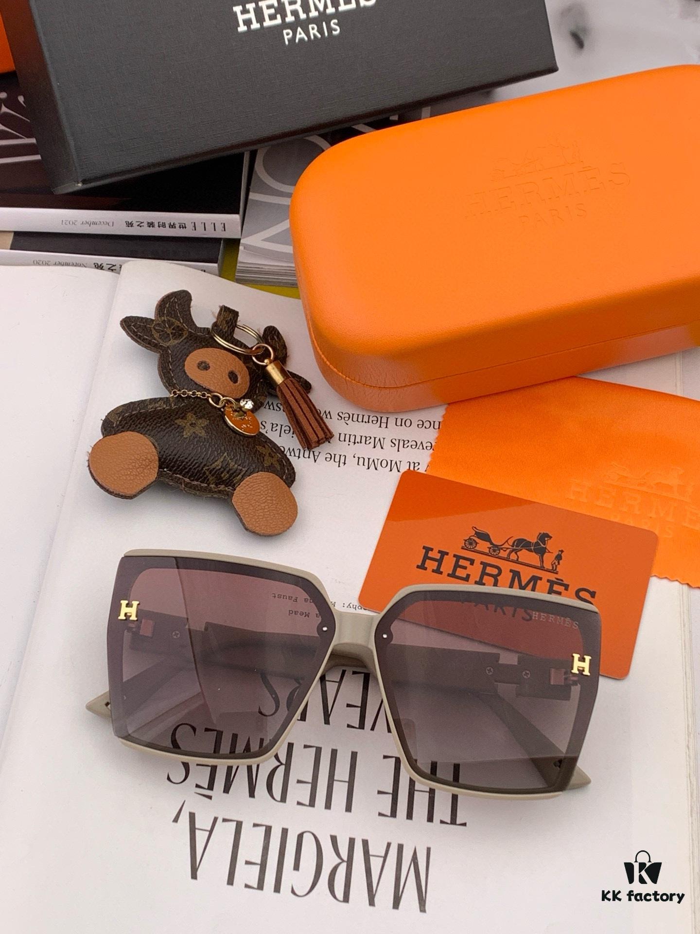 HERMES 2024 Spring New Arrival Original Shipment Popular Luxury Square Sunglasses Model H7998