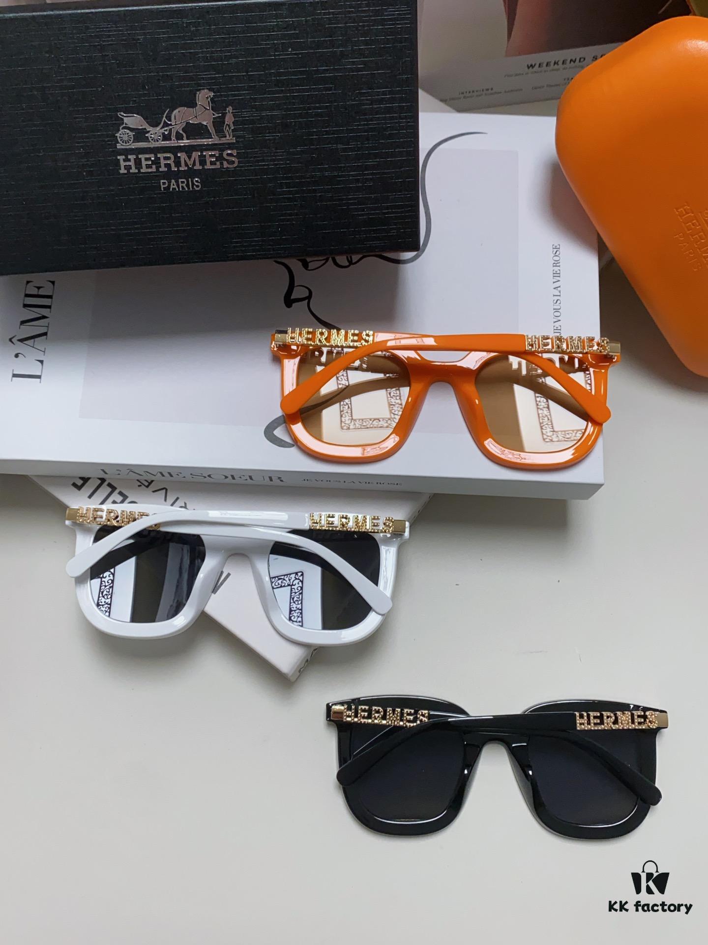 6931aed5ccd8ab3d7afa2e67 Hermes 2024 New Arrival Retro Square Unisex Sunglasses for Women, Slimming Frame for Round Faces, Fashionable Metal Hollow-out Temples, UV-Protective Sunglasses