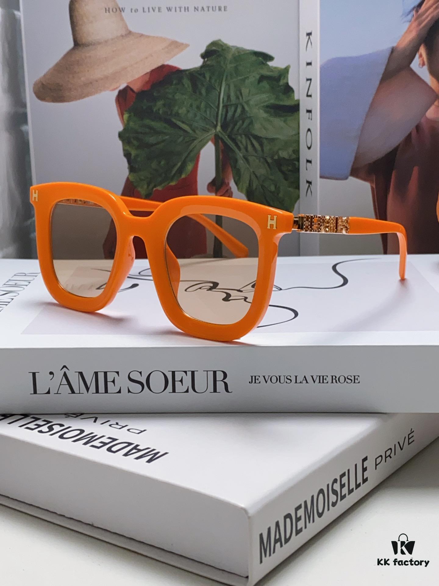 6931aed6ccd8ab3d7afa2e74 Hermes 2024 New Arrival Retro Square Unisex Sunglasses for Women, Slimming Design for Round Faces, Fashionable Metal Frame with Hollow-out Temples, UV-Protective Sunglasses