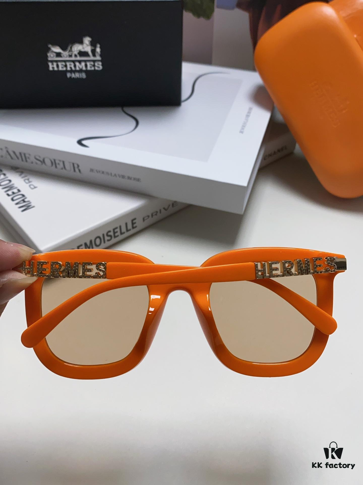6931aed6ccd8ab3d7afa2e78 Hermes 2024 New Arrival Retro Square Unisex Sunglasses for Women, Slimming Design for Round Faces, Fashionable Metal Frame with Hollow-out Temples, UV-Protective Sunglasses