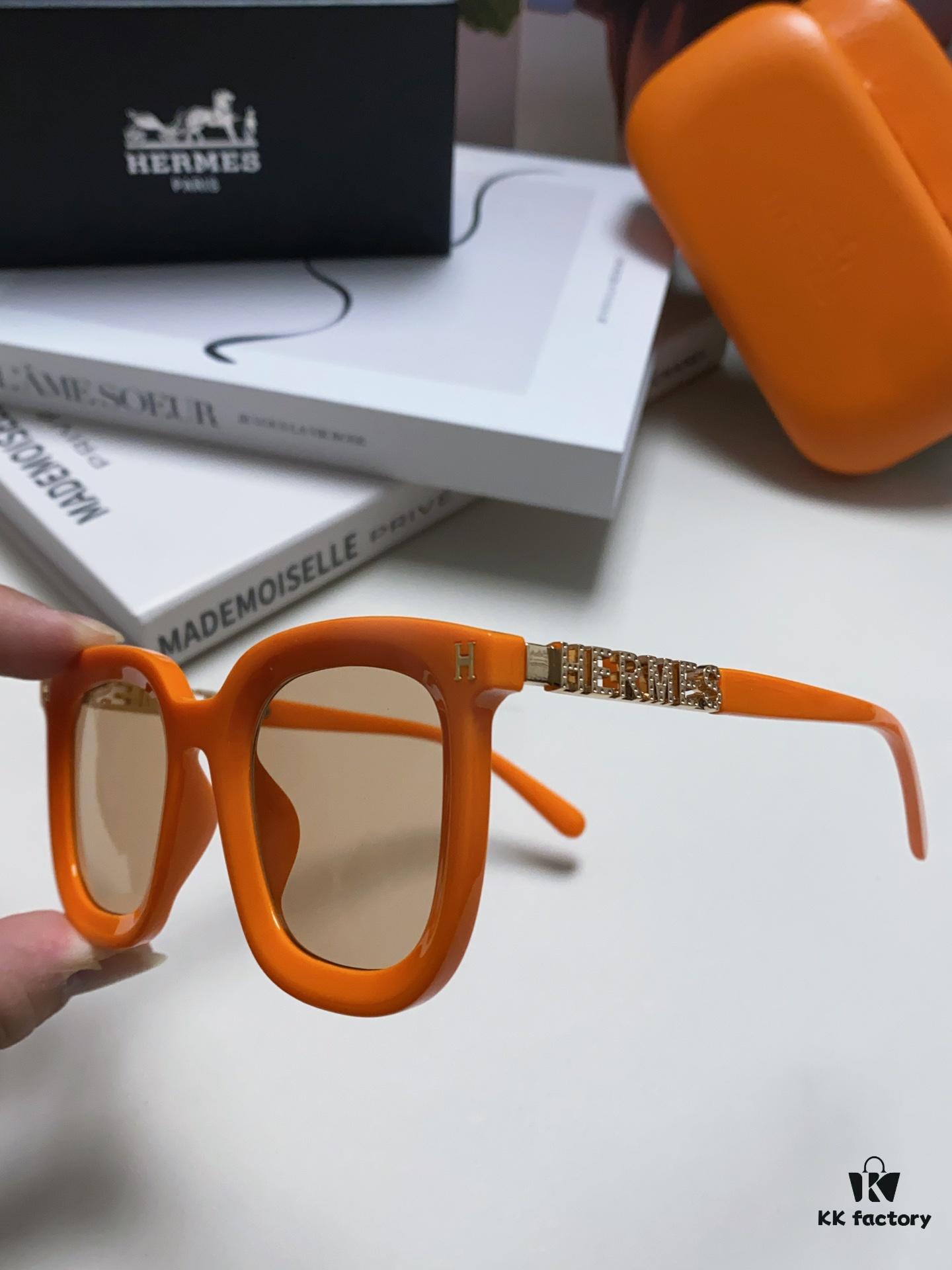 6931aed6ccd8ab3d7afa2e79 Hermes 2024 New Arrival Retro Square Unisex Sunglasses for Women, Slimming Design for Round Faces, Fashionable Metal Frame with Hollow-out Temples, UV-Protective Sunglasses