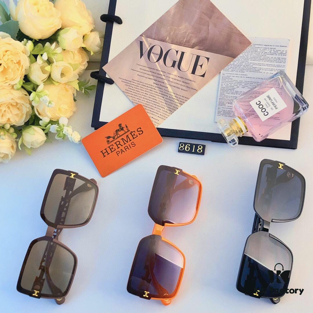 6931aedeccd8ab3d7afa2ee8 Hermes 2024 New Arrival Women's Fashion Oversized Cutout Sunglasses, Nylon Half-Rim UV Protection Shades
