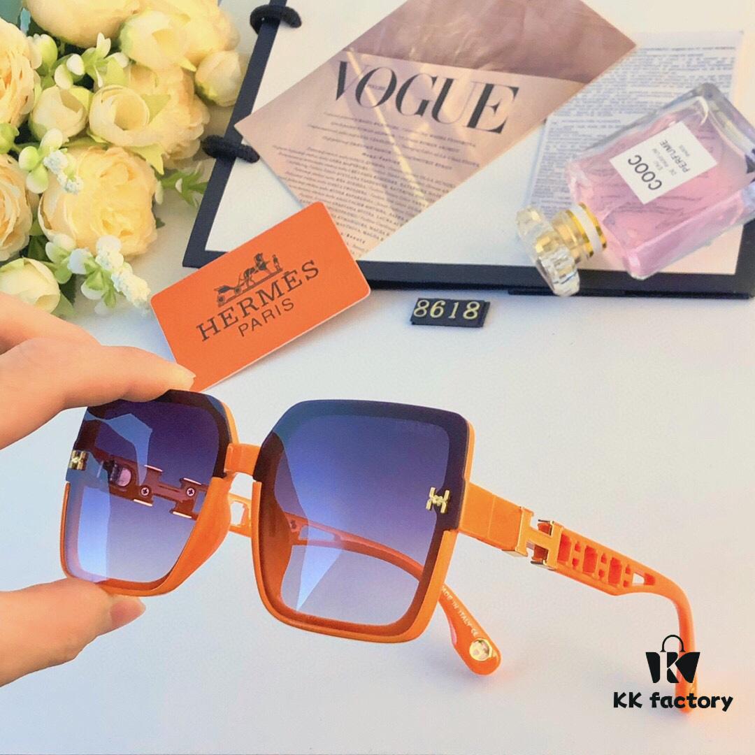 6931aedeccd8ab3d7afa2eeb Hermes 2024 New Arrival Women's Fashion Oversized Cutout Sunglasses, Nylon Half-Rim UV Protection Shades