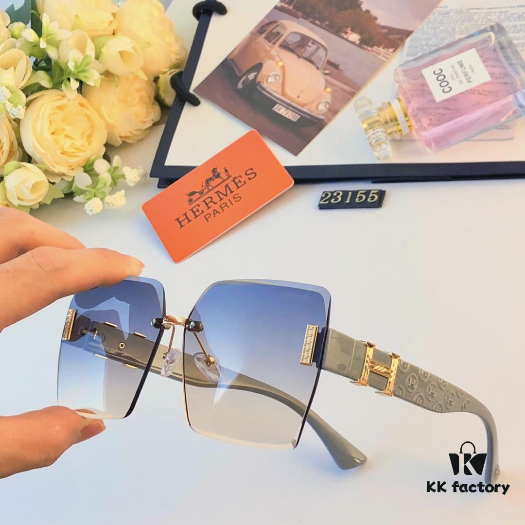 6931aee9ccd8ab3d7afa2f8d Hermes 2024 New Square Frameless Cut-edge Sunglasses for Women, Retro Fashion Lightweight Luxury Letter Design High-end UV Protection Sun Glasses