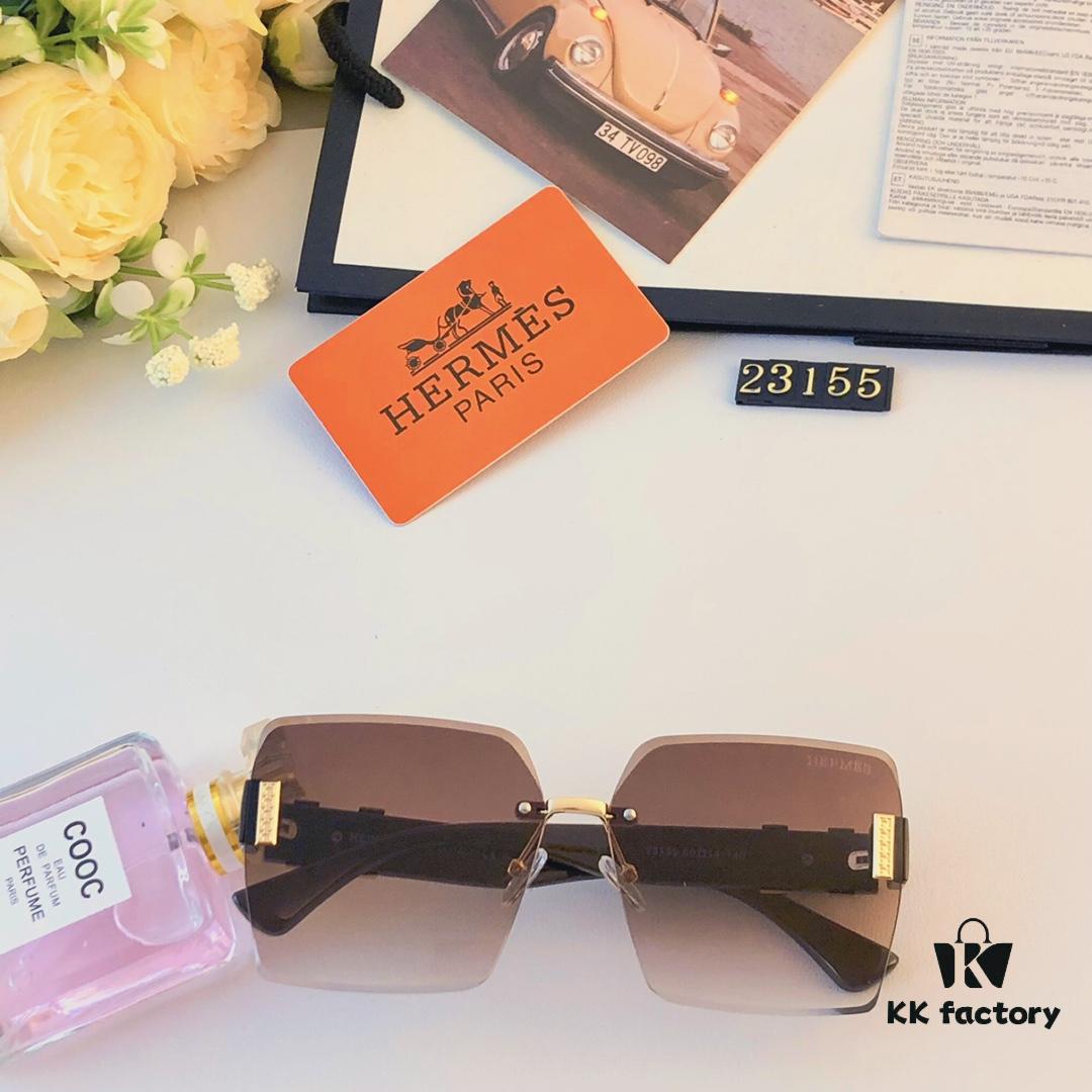 6931aee9ccd8ab3d7afa2f8f Hermes 2024 New Square Frameless Cut-edge Sunglasses for Women, Retro Fashion Lightweight Luxury Letter Design High-end UV Protection Sun Glasses