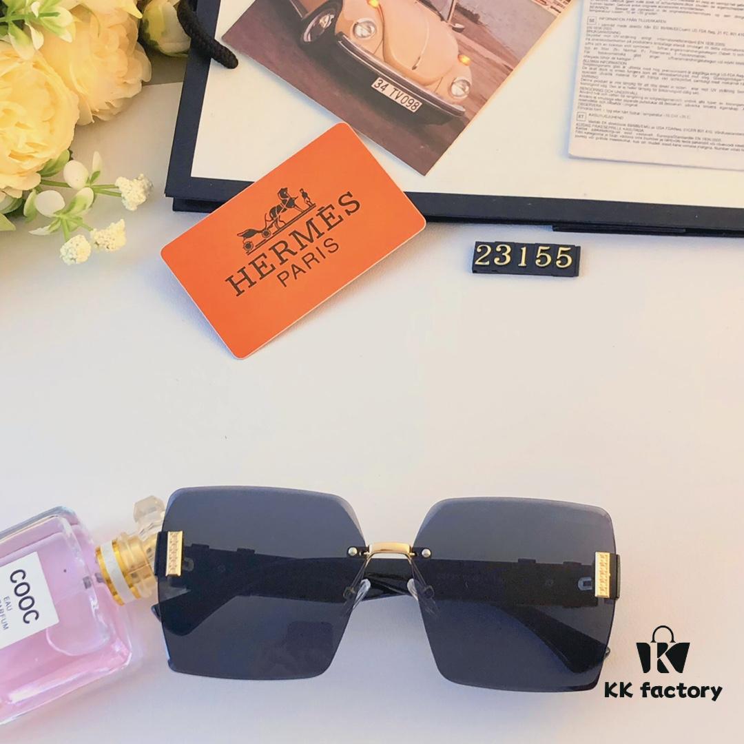 6931aeeaccd8ab3d7afa2f90 Hermes 2024 New Square Frameless Cut-edge Sunglasses for Women, Retro Fashion Lightweight Luxury Letter Design High-end UV Protection Sun Glasses