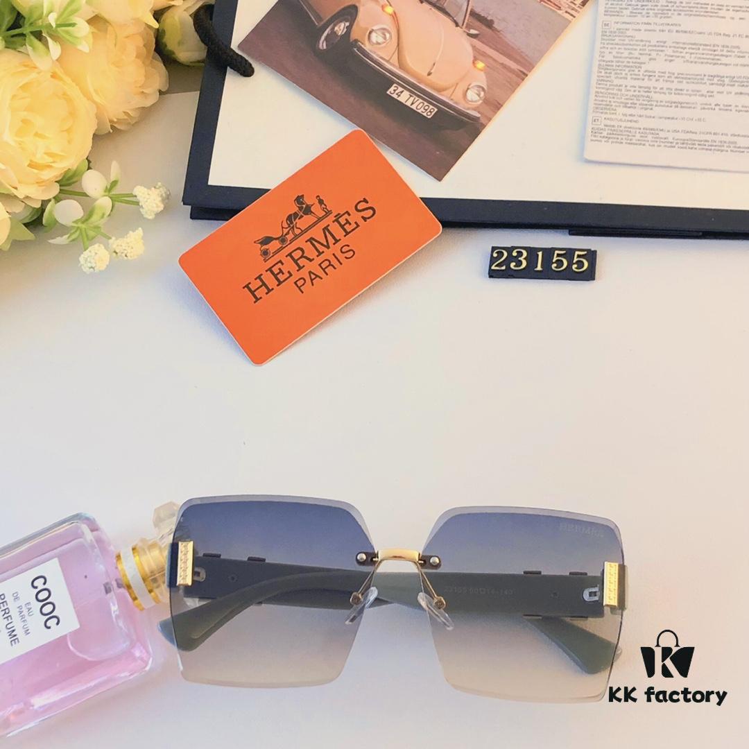 6931aeeaccd8ab3d7afa2f91 Hermes 2024 New Square Frameless Cut-edge Sunglasses for Women, Retro Fashion Lightweight Luxury Letter Design High-end UV Protection Sun Glasses
