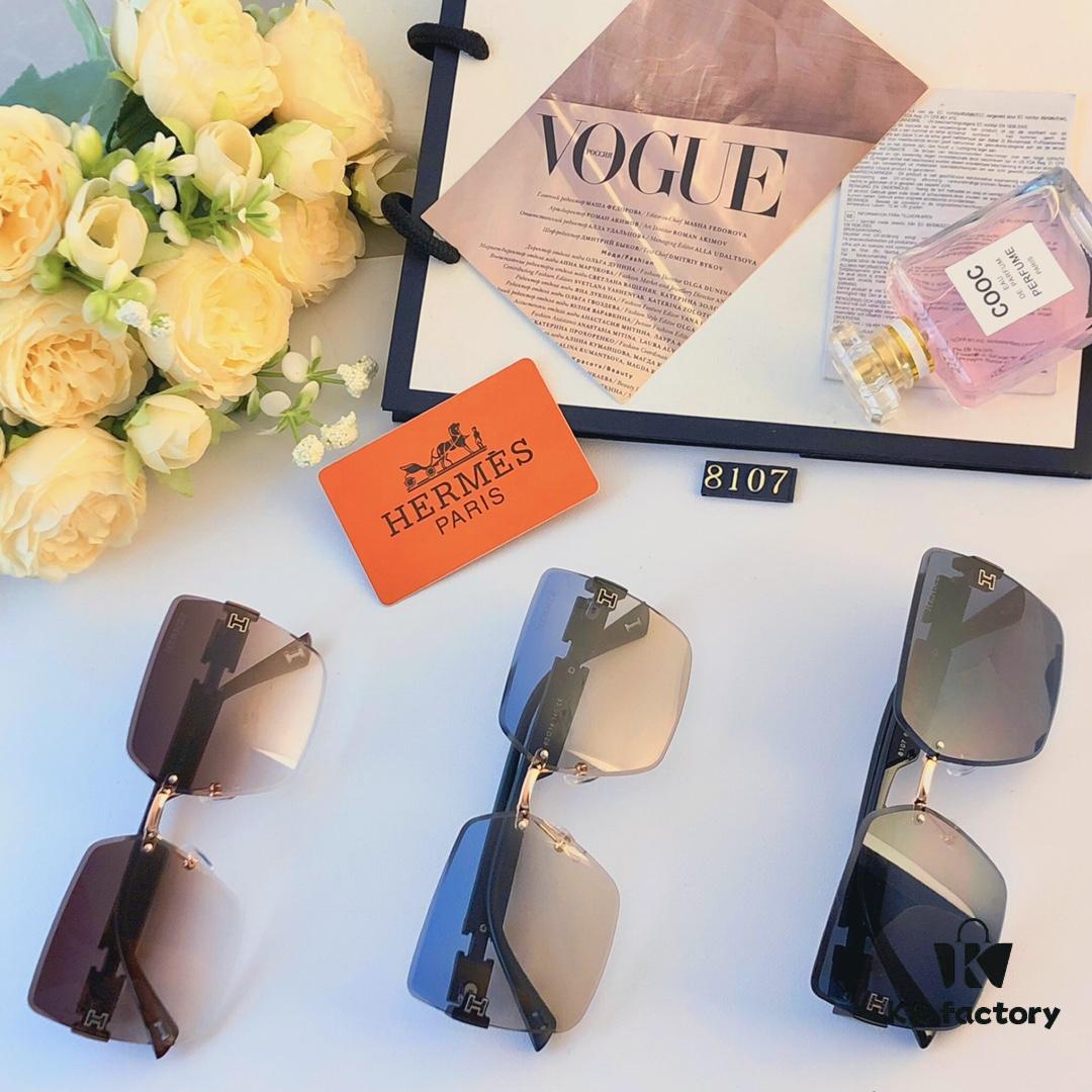 6931aeecccd8ab3d7afa2fb8 Hermes 2024 New Square Frameless Cut-Out Sunglasses for Women, Retro Fashion Lightweight Luxury Letter Design High-End UV Protection Sun Glasses