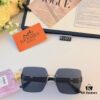 6931aeedccd8ab3d7afa2fbe Hermes 2024 New Square Frameless Cut-Out Sunglasses for Women, Retro Fashion Lightweight Luxury Letter Design High-End UV Protection Sun Glasses