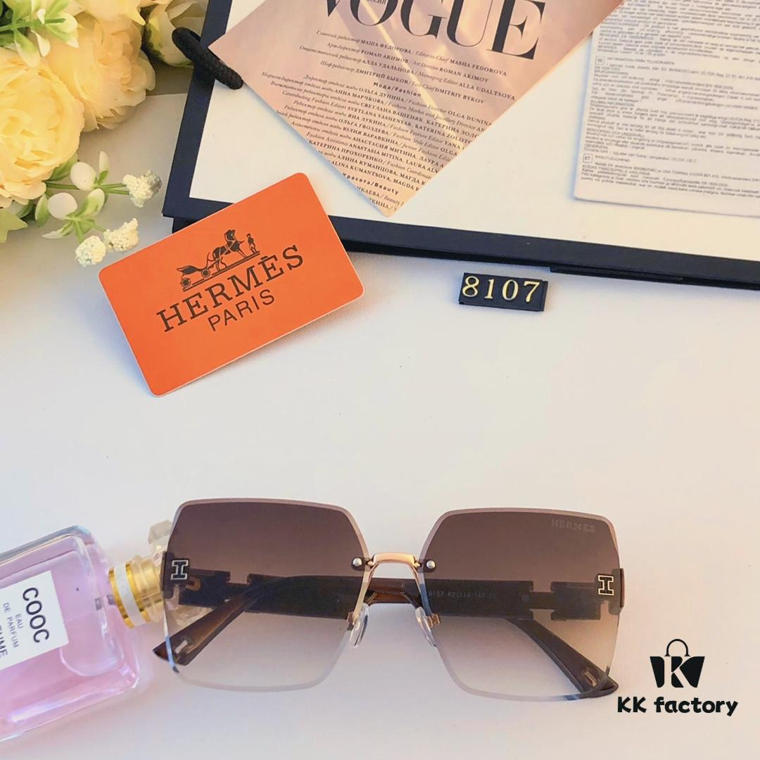 6931aeedccd8ab3d7afa2fbf Hermes 2024 New Square Frameless Cut-Out Sunglasses for Women, Retro Fashion Lightweight Luxury Letter Design High-End UV Protection Sun Glasses