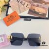 6931aef5ccd8ab3d7afa303c Hermes 2024 New Square Frameless Cut-Out Sunglasses for Women, Retro Fashion Lightweight Luxury Letter Design High-End UV Protection Sun Glasses