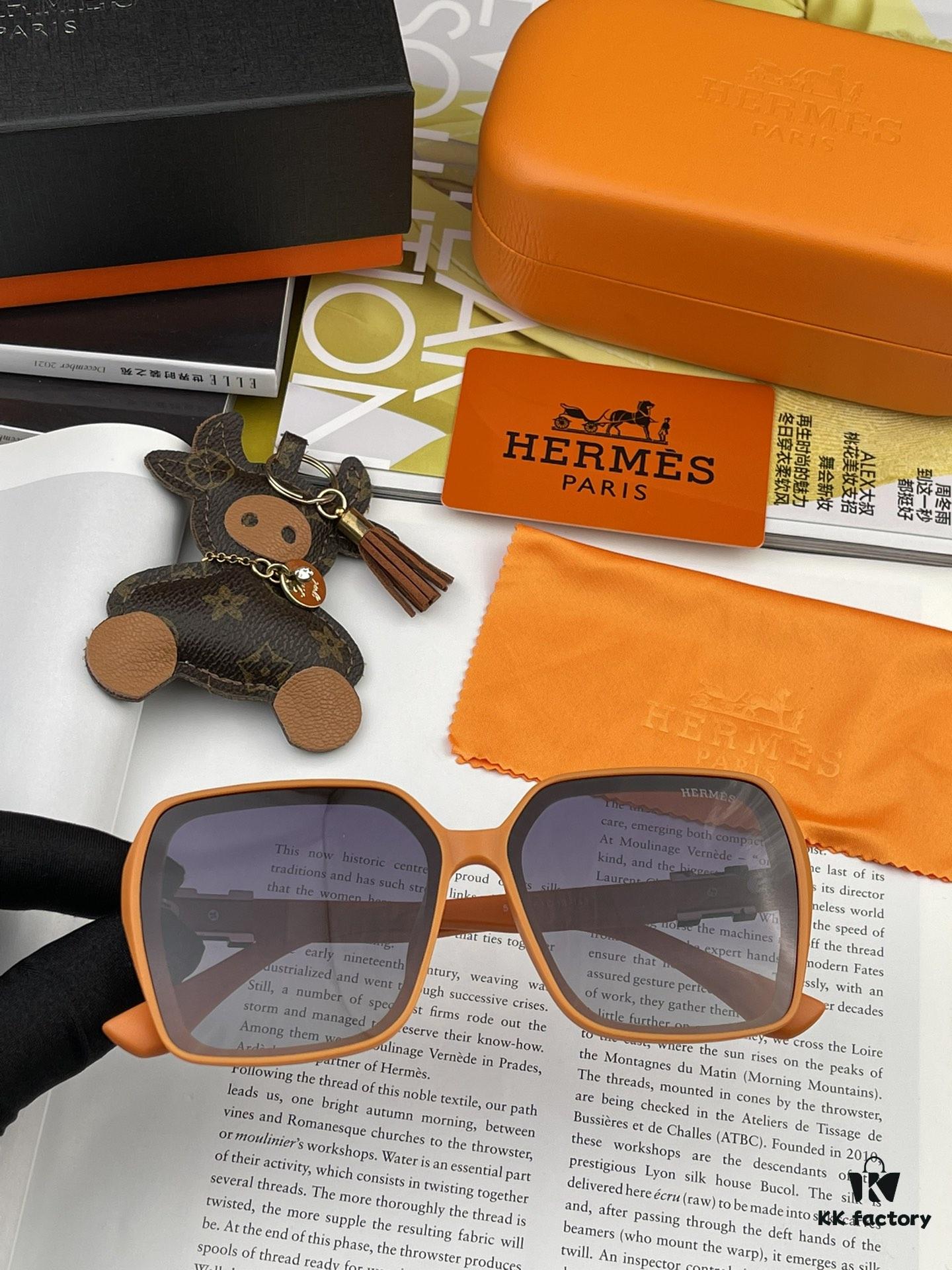 6931af08ccd8ab3d7afa313c HERMES 2024 Spring New Arrival Original Release Fashion Square Frame Sunglasses Classic Integrated Large Frame Design