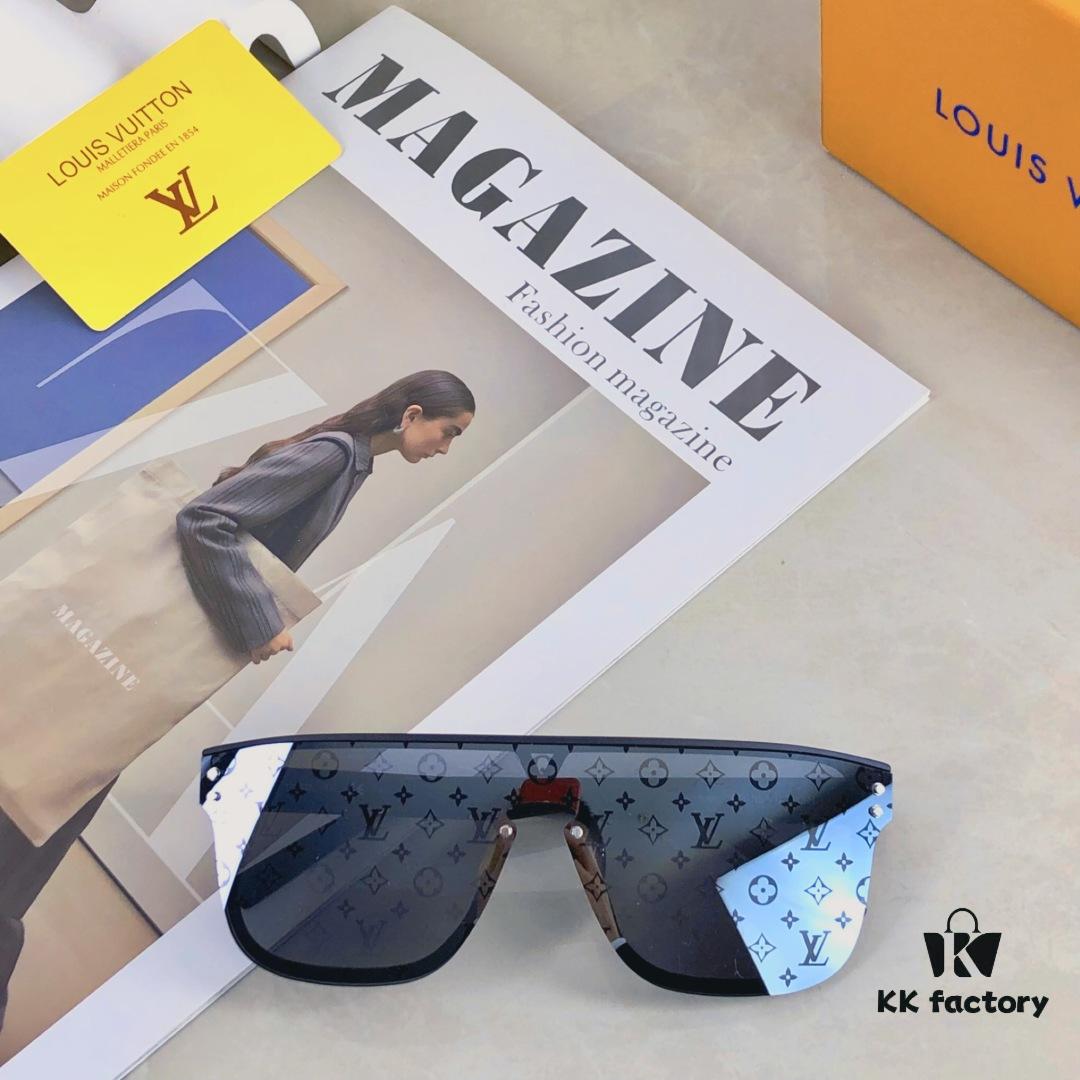 6931af55ccd8ab3d7afa357f Louis Vuitton Oversized One-Piece Reflective Sunglasses, Trendy Unisex Fashion Retro Shades Popular in Europe and America