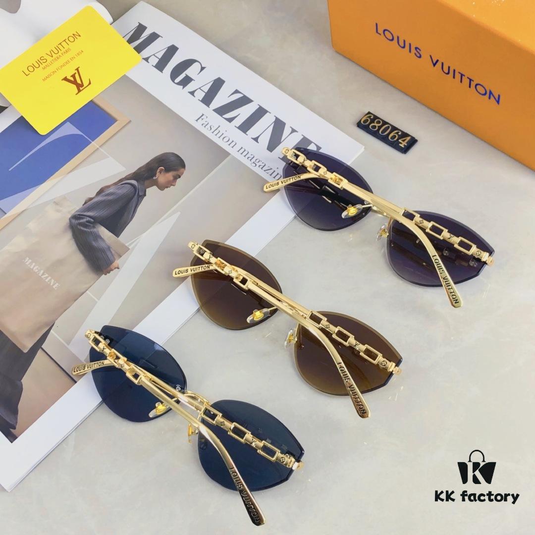 6931af55ccd8ab3d7afa3587 Louis Vuitton 2025 Fashion Avant-Garde Cat-Eye Frameless Sunglasses Unisex Stylish UV Protection Shades