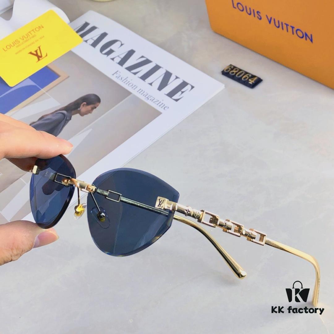 6931af55ccd8ab3d7afa358a Louis Vuitton 2025 Fashion Avant-Garde Cat-Eye Frameless Sunglasses Unisex Stylish UV Protection Shades
