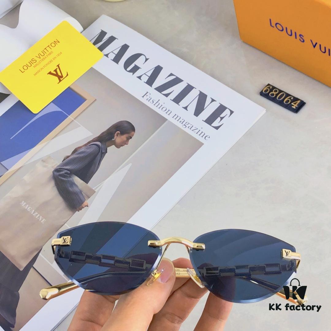 6931af55ccd8ab3d7afa358b Louis Vuitton 2025 Fashion Avant-Garde Cat-Eye Frameless Sunglasses Unisex Stylish UV Protection Shades