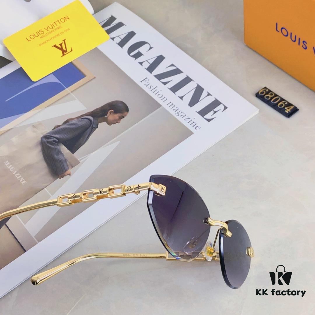 6931af56ccd8ab3d7afa358e Louis Vuitton 2025 Fashion Avant-Garde Cat-Eye Frameless Sunglasses Unisex Stylish UV Protection Shades