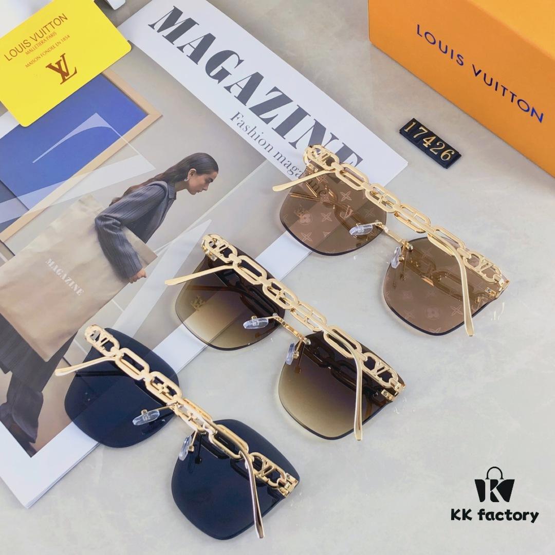 6931af58ccd8ab3d7afa35ab Louis Vuitton New Square Frameless Sunglasses for Women, Fashionable Printed UV Protection Retro Stylish Sunglasses