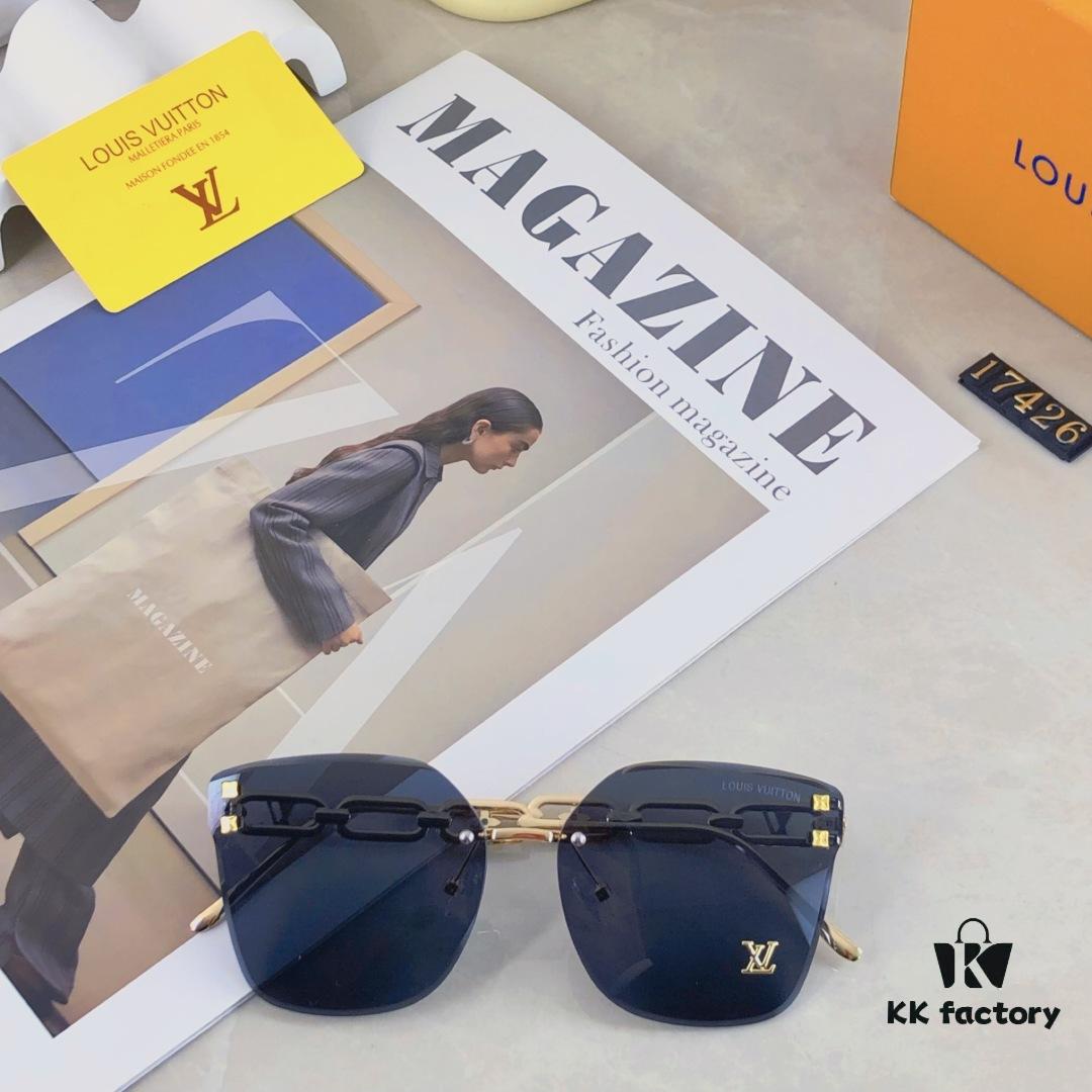 6931af58ccd8ab3d7afa35ad Louis Vuitton New Square Frameless Sunglasses for Women, Fashionable Printed UV Protection Retro Stylish Sunglasses