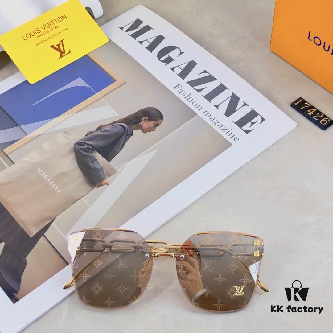 6931af58ccd8ab3d7afa35ae Louis Vuitton New Square Frameless Sunglasses for Women, Fashionable Printed UV Protection Retro Stylish Sunglasses