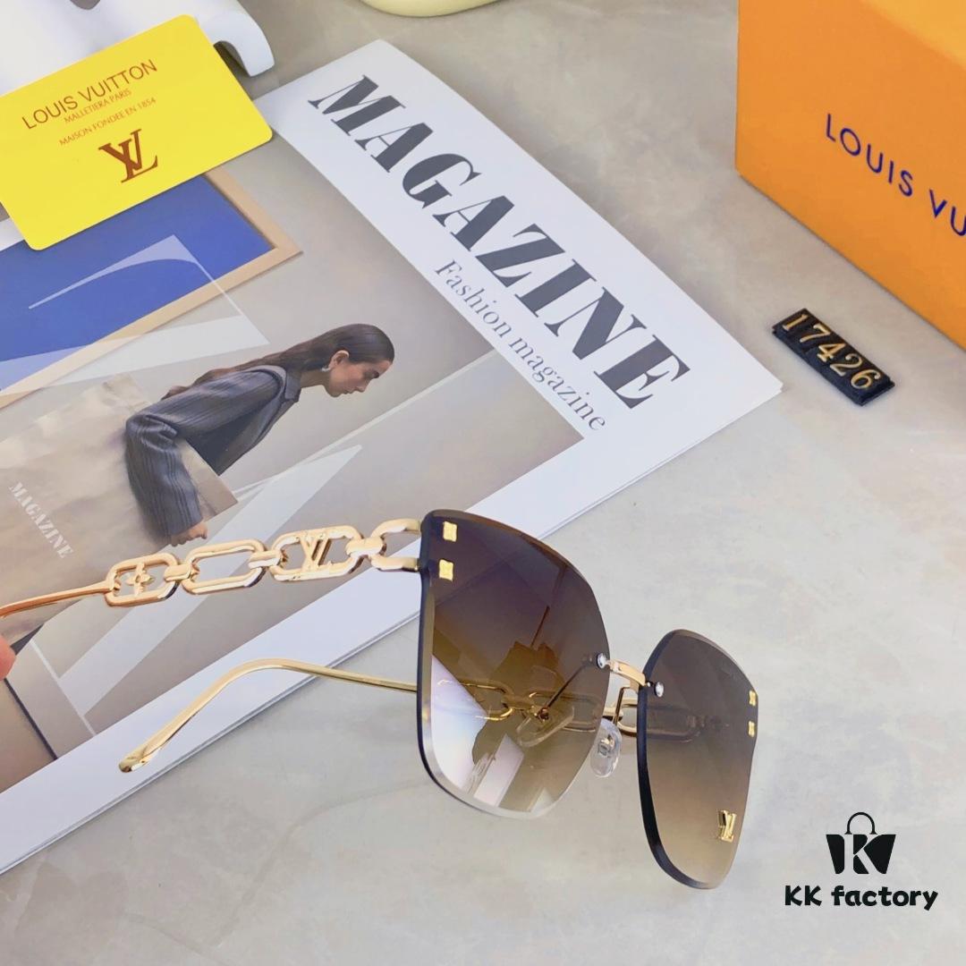 6931af58ccd8ab3d7afa35b2 Louis Vuitton New Square Frameless Sunglasses for Women, Fashionable Printed UV Protection Retro Stylish Sunglasses