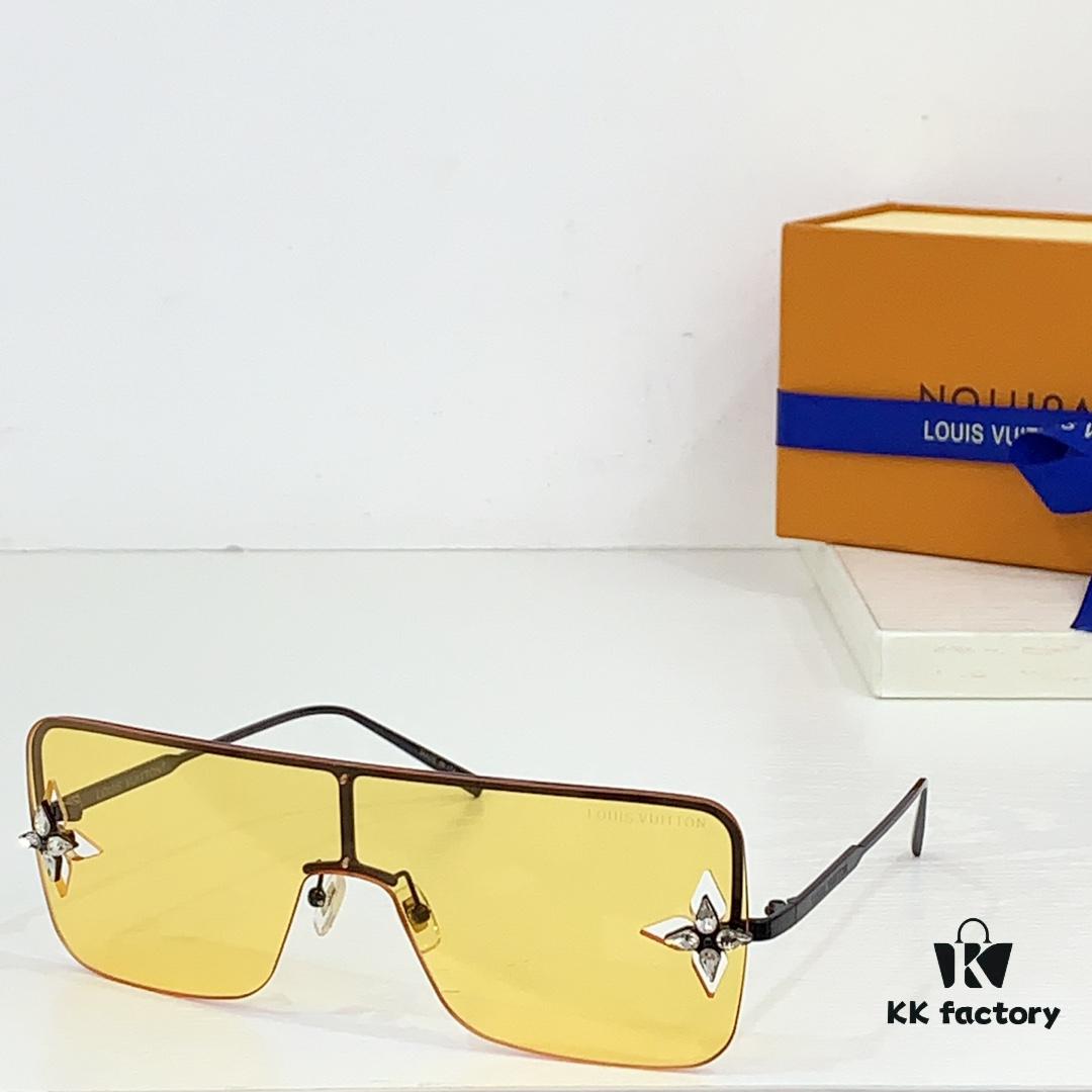 6931af62ccd8ab3d7afa363b 105 Louis Vuitton LV 1644 Size: 146□22-145 Unique Hardware, Rhinestone-trimmed Edges, Floral Accents, Exuding Elegance Sunglasses