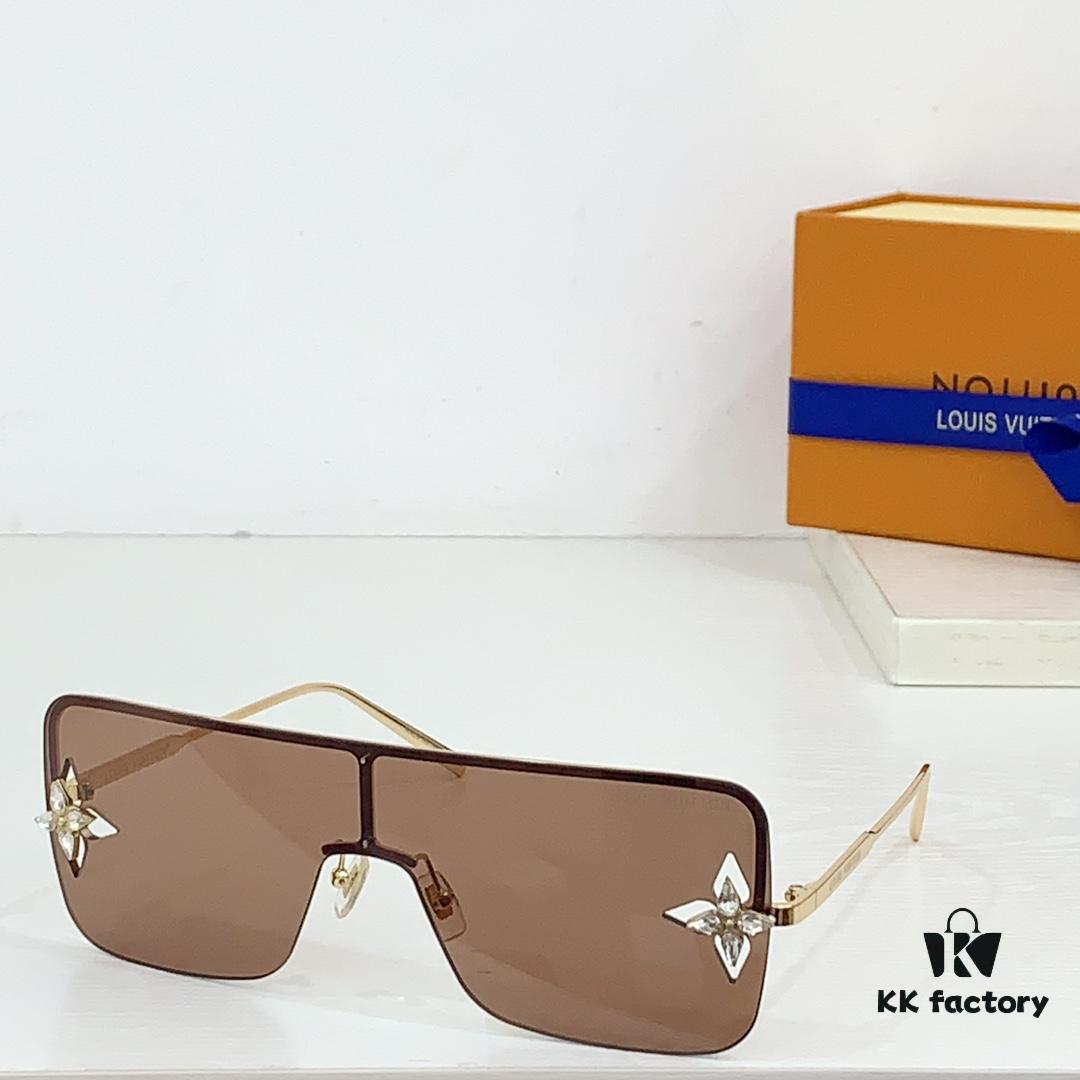 6931af62ccd8ab3d7afa363d 105 Louis Vuitton LV 1644 Size: 146□22-145 Unique Hardware, Rhinestone-trimmed Edges, Floral Accents, Exuding Elegance Sunglasses