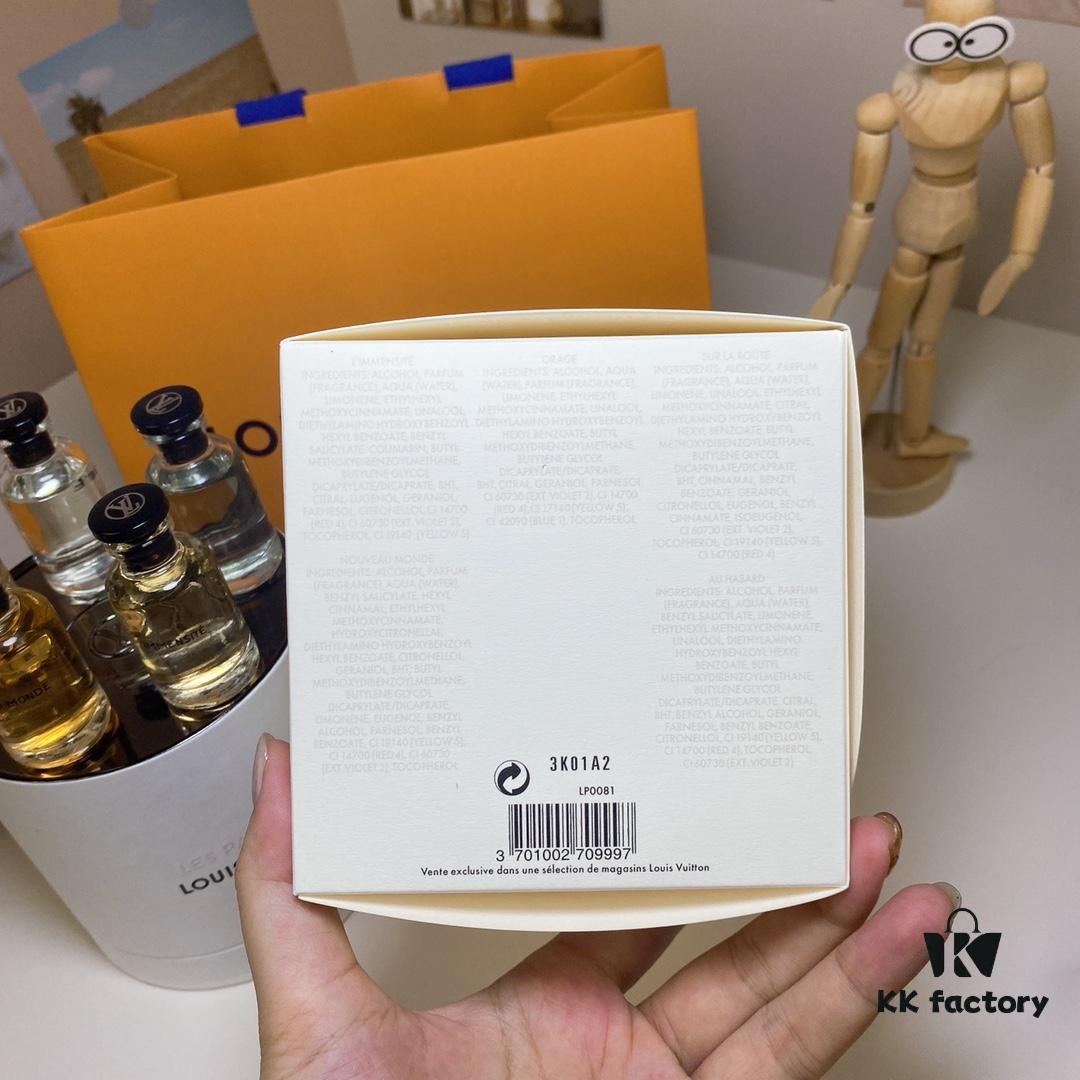 6931afa4ccd8ab3d7afa39d7 Louis Vuitton Men's Perfume Set of 5 (10ml each), Cylindrical Packaging, Includes Official Store Shopping Bag, No Spray Nozzles, Polished Bottles
