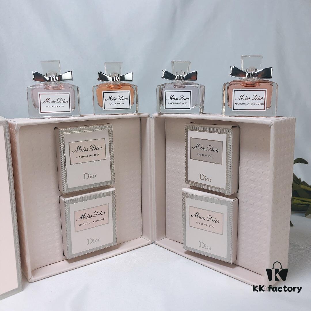 Dior Mini Heart Perfume 4-Piece Set in Wooden Box *5ml (Counter Version, No Sprayer, Screw Cap)