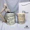 6931aff2ccd8ab3d7afa3e0d Dior Large Size Deep Green Jouy Print Hydrangea Scent Perfumed Candle Gift Set, Housewarming Gift 280g, with Boutique Shopping Bag