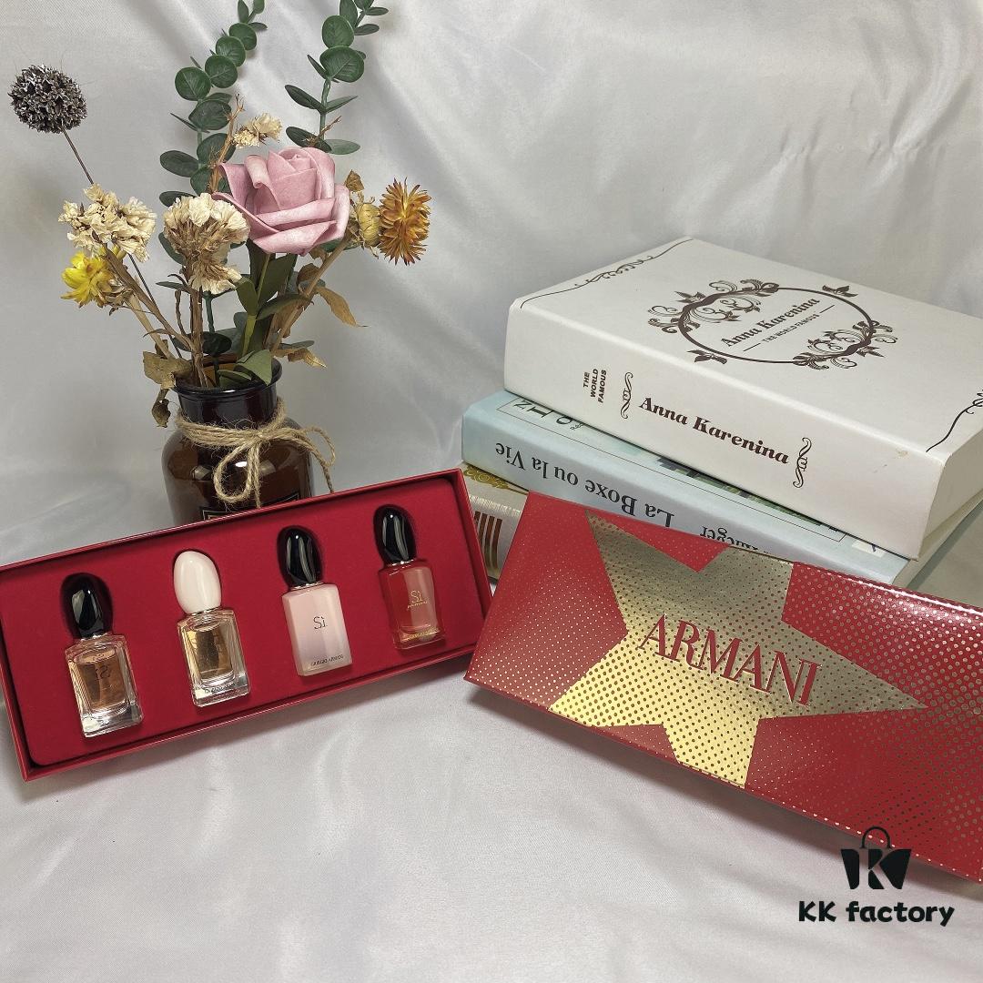 6931f4473a89a121ed5461fc Counter Q-Sized Giorgio Armani Love 4-Piece Mini Set 7ml, Mini Version, No Spray Cap, Drop and Apply Style, Includes Four Variants: Yellow Love, Pink-Cap Light Love Scent, Pink Bottle Intense Love Scent, Red Love
