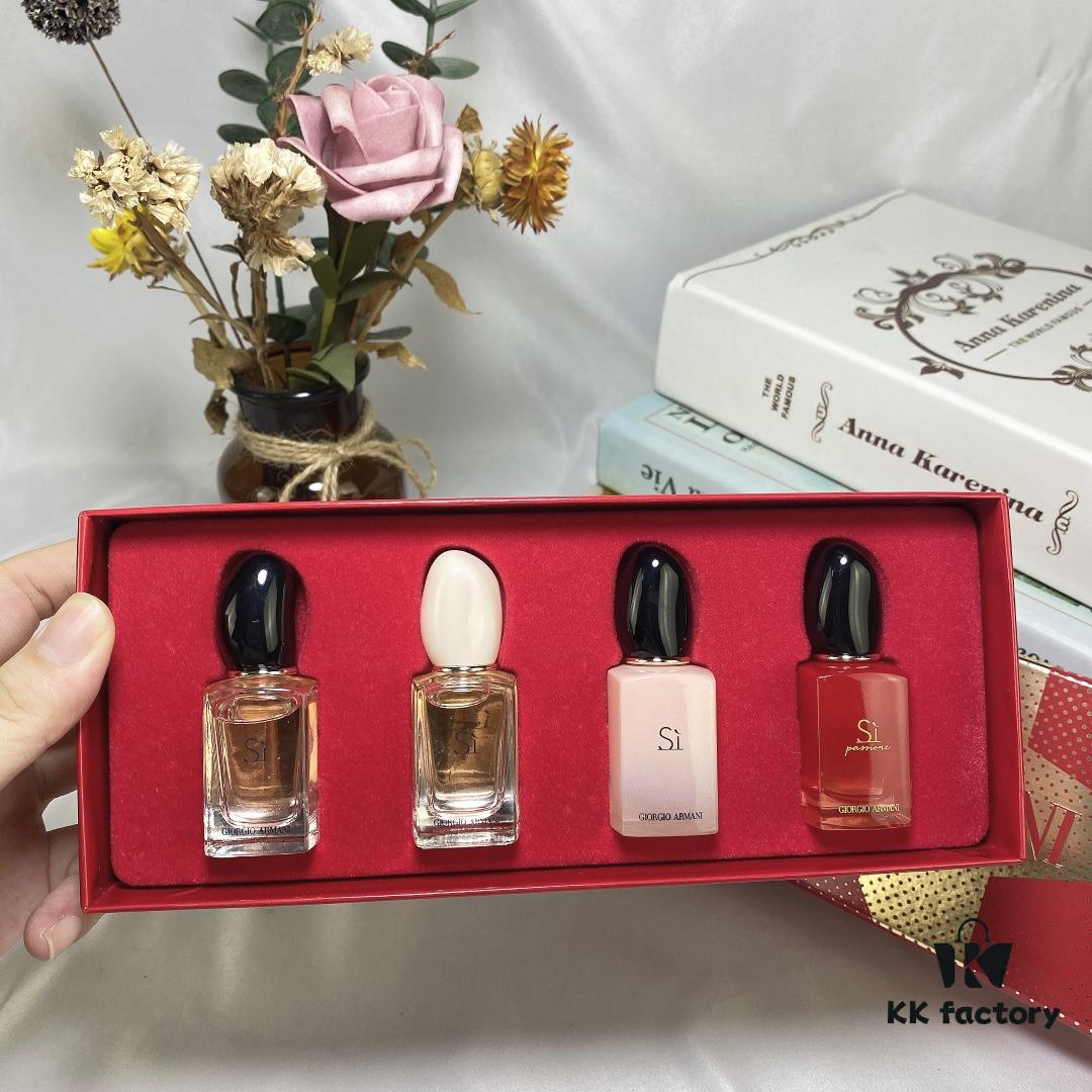 6931f4473a89a121ed5461fd Counter Q-Sized Giorgio Armani Love 4-Piece Mini Set 7ml, Mini Version, No Spray Cap, Drop and Apply Style, Includes Four Variants: Yellow Love, Pink-Cap Light Love Scent, Pink Bottle Intense Love Scent, Red Love