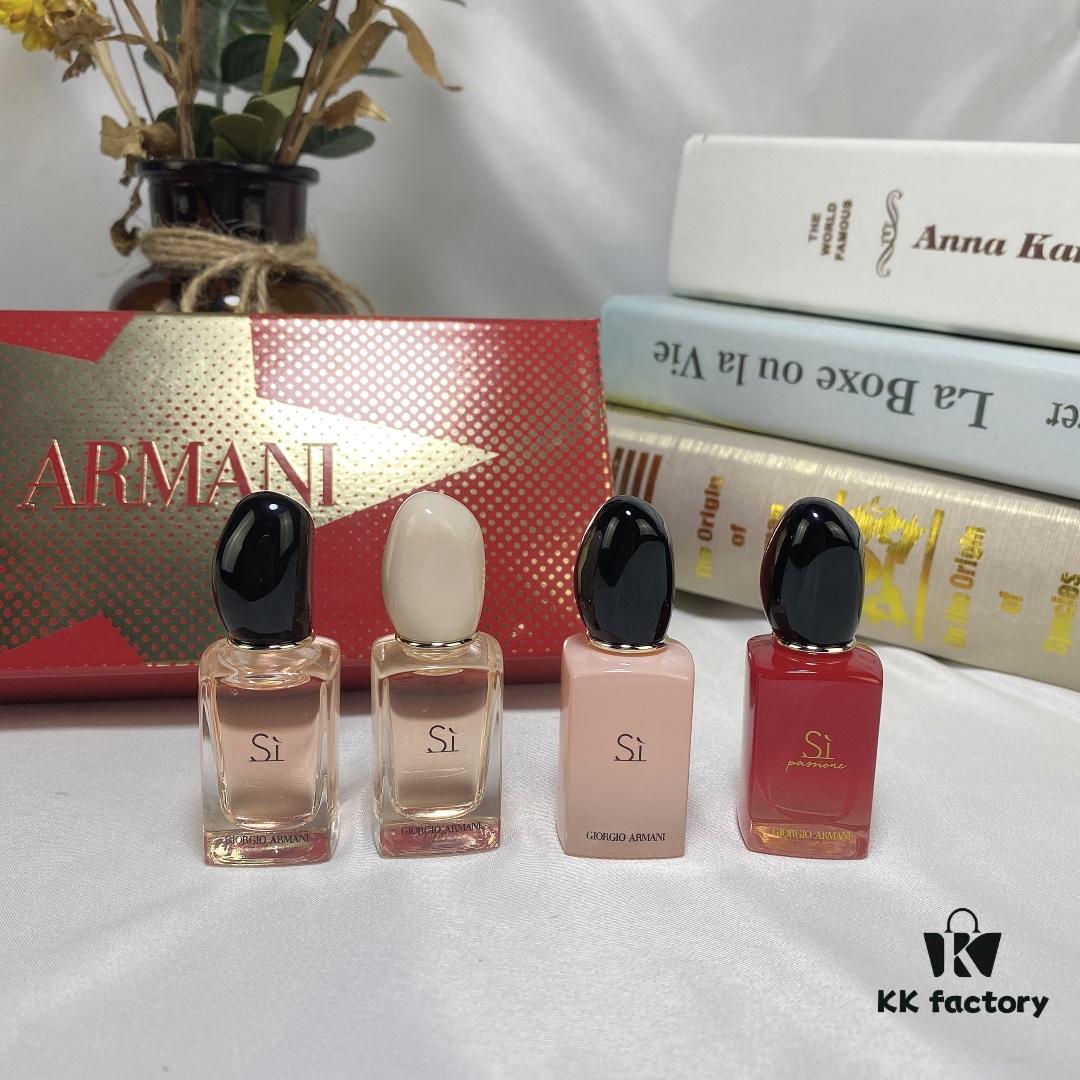 6931f4473a89a121ed5461fe Counter Q-Sized Giorgio Armani Love 4-Piece Mini Set 7ml, Mini Version, No Spray Cap, Drop and Apply Style, Includes Four Variants: Yellow Love, Pink-Cap Light Love Scent, Pink Bottle Intense Love Scent, Red Love