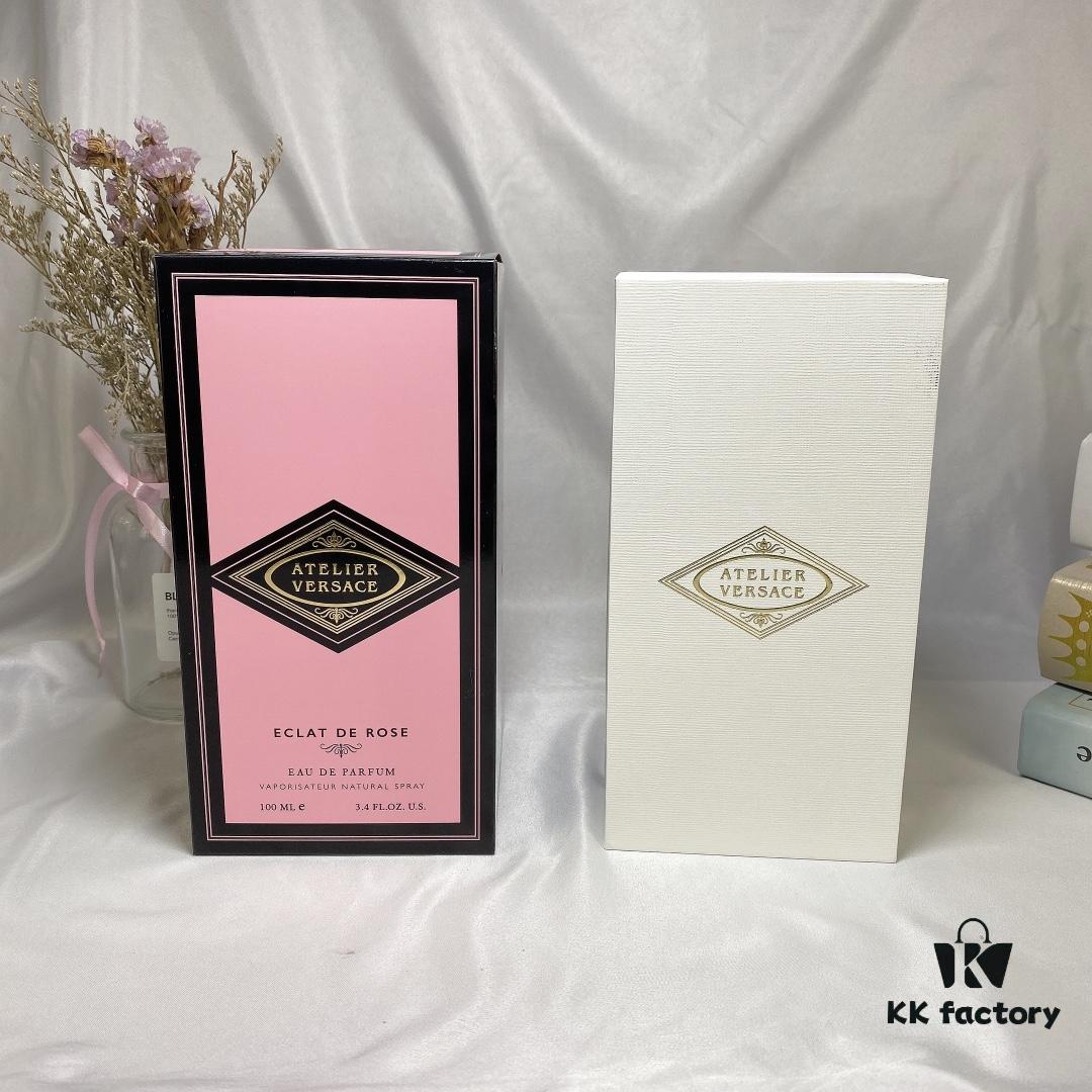 6931f4863a89a121ed546552 Versace 2020 New Pink Bottle Rose Perfume 100ml, Premium Wooden Box Packaging