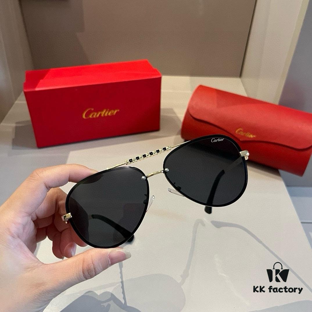 6931f4923a89a121ed5465e9 Cartier Men's 1:1 High-End Aviator Sunglasses, Elegant and Luxurious with Minimalist Signature Logo on Temples