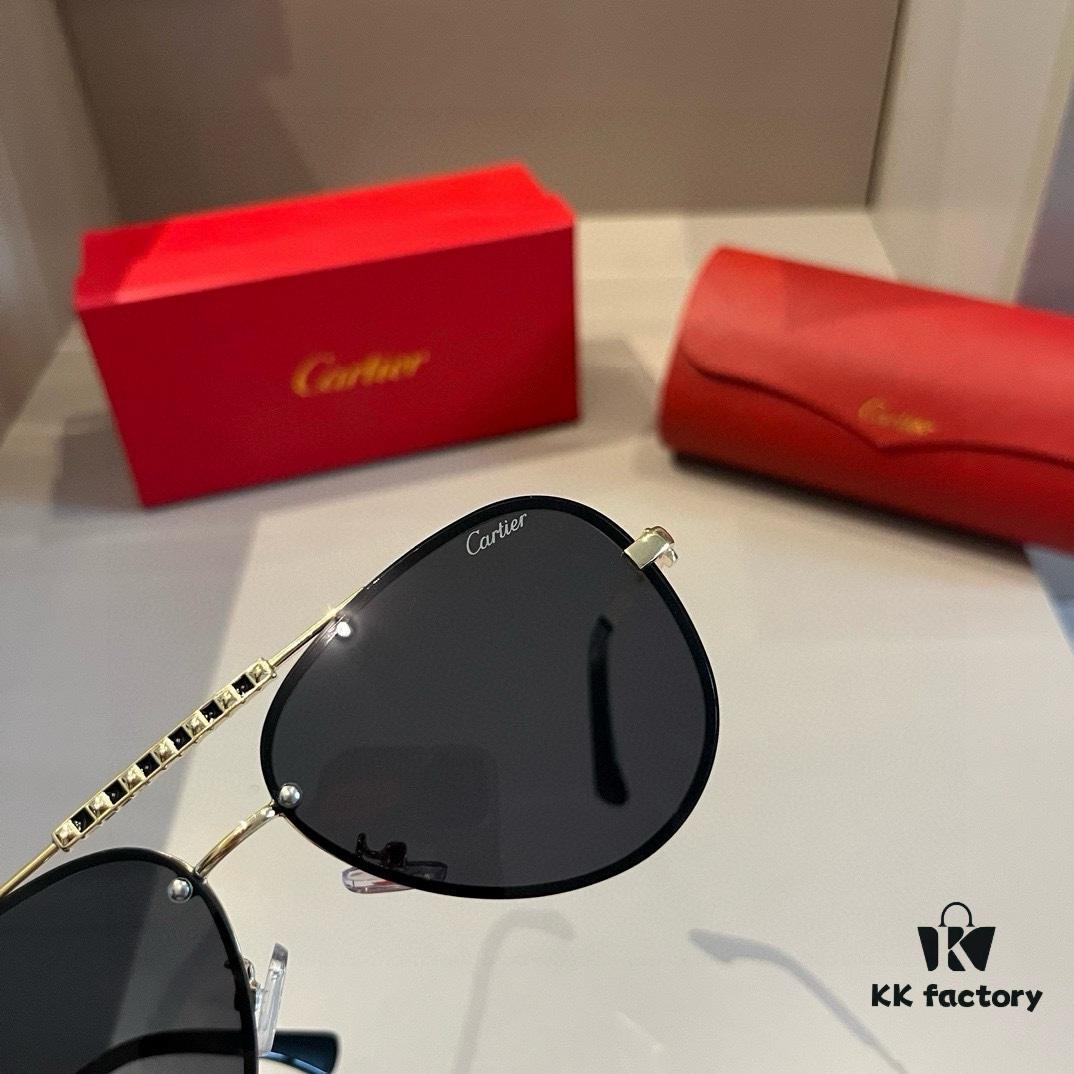 6931f4923a89a121ed5465ea Cartier Men's 1:1 High-End Aviator Sunglasses, Elegant and Luxurious with Minimalist Signature Logo on Temples