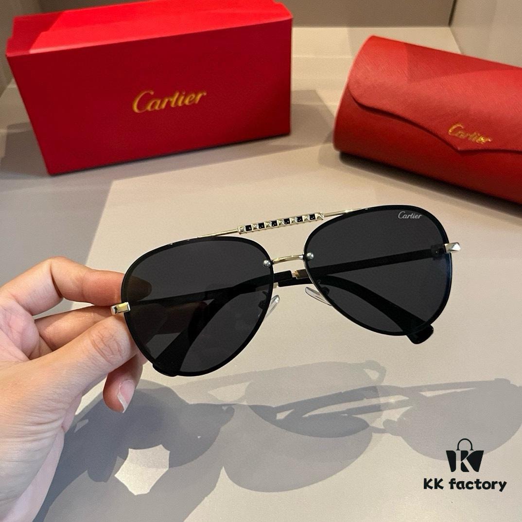 6931f4923a89a121ed5465eb Cartier Men's 1:1 High-End Aviator Sunglasses, Elegant and Luxurious with Minimalist Signature Logo on Temples