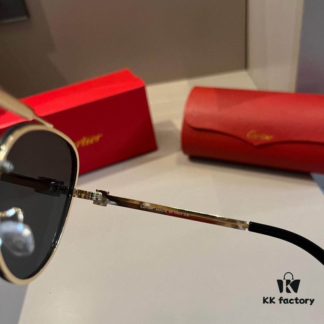 6931f4933a89a121ed546601 Cartier Men's Official Website 1:1 Large Aviator Sunglasses, High-End and Elegant, Minimalist Signature Logo on Temples, Luxuriously Crafted
