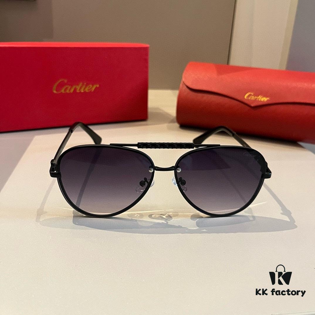 6931f4933a89a121ed546604 Cartier Men's High-End Oversized Aviator Sunglasses, 1:1 Replica of Official Website Version, Elegant and Luxurious Design with Minimalist Iconic Logo on Temples