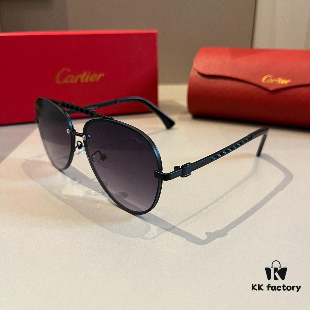 6931f4933a89a121ed546605 Cartier Men's High-End Oversized Aviator Sunglasses, 1:1 Replica of Official Website Version, Elegant and Luxurious Design with Minimalist Iconic Logo on Temples