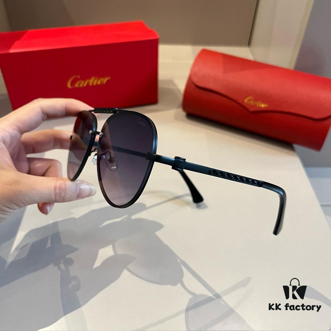 6931f4933a89a121ed546606 Cartier Men's High-End Oversized Aviator Sunglasses, 1:1 Replica of Official Website Version, Elegant and Luxurious Design with Minimalist Iconic Logo on Temples
