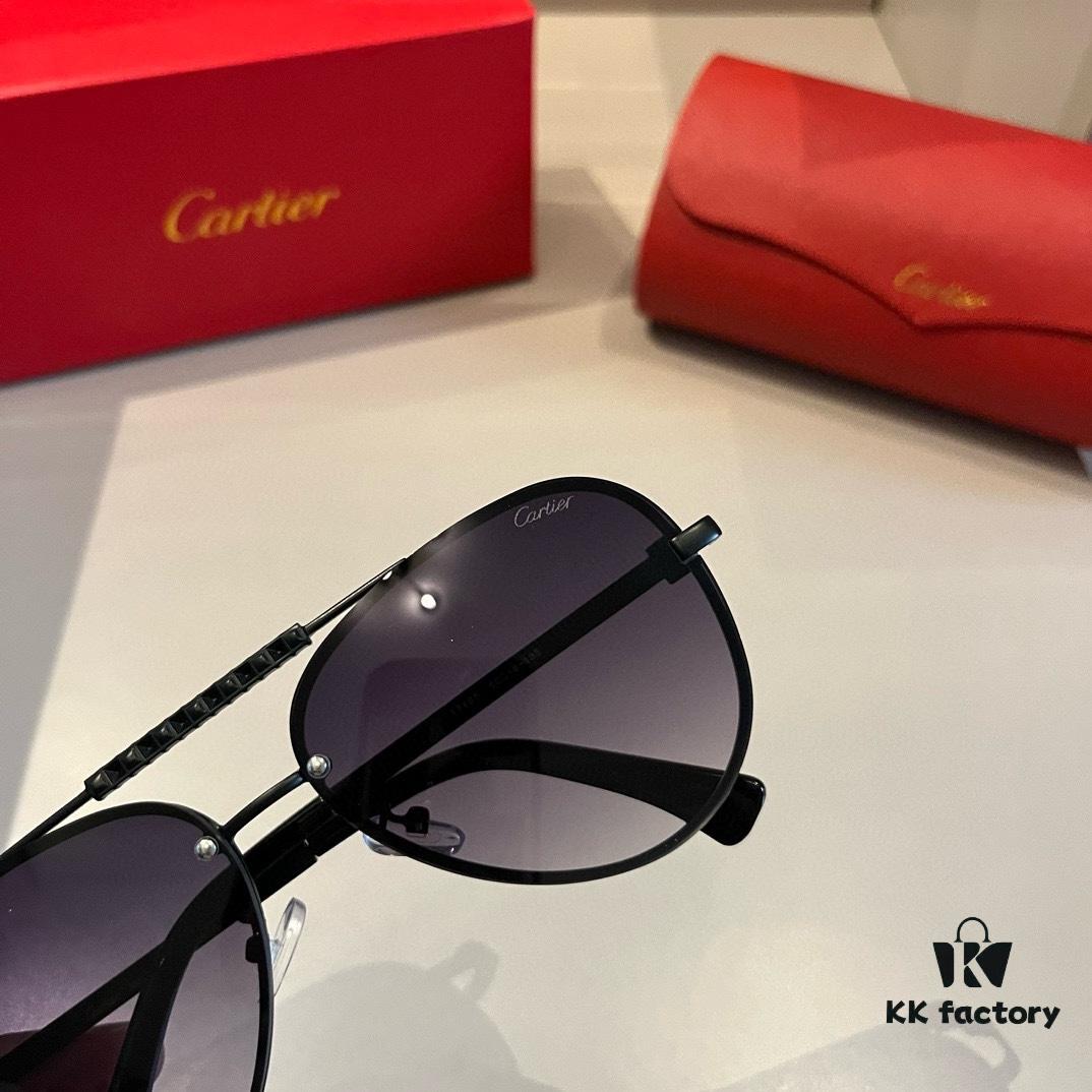 6931f4943a89a121ed546609 Cartier Men's High-End Oversized Aviator Sunglasses, 1:1 Replica of Official Website Version, Elegant and Luxurious Design with Minimalist Iconic Logo on Temples